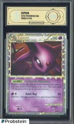 2010 Pokemon HG & SS Undaunted #81/90 Espeon Holo APH 10 GOLD LABEL - Image 1