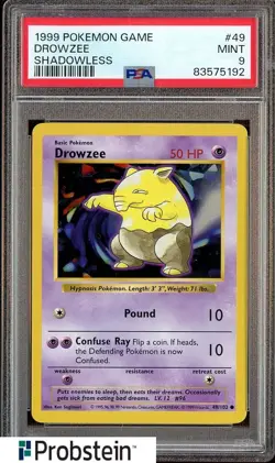1999 Pokemon Game Shadowless #49 Drowzee PSA 9 MINT - Image 1