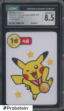 2025 Pokemon Japanese Takura Playing Cards First Round 1st Place Pikachu CGC 8.5 - Image 1