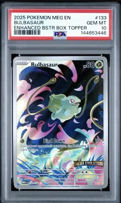PSA 10 Bulbasaur 133/132 Pokemon Mega Evolution Stamped Box Topper Promo - Image 1