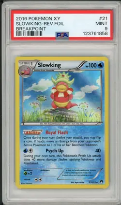 2016 Pokemon XY Breakpoint Slowking Reverse Holo Foil #21 PSA 9 - Image 1