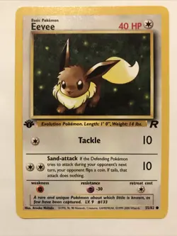 Pokemon TCG Team Rocket 1st Edition Regular Finish Eevee 55/82 NM - Image 1