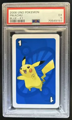 2006 Uno Pokemon Pikachu Blue #1 PSA 5 Excellent - Image 1