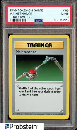 1999 Pokemon Game Shadowless #83 Maintenance PSA 9 MINT - Image 1