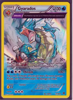 2015 POKEMON GYARADOS 21/98 - FULL ART -RARE- HOLO- XY ANCIENT ORIGINS NM (GF2) - Image 1