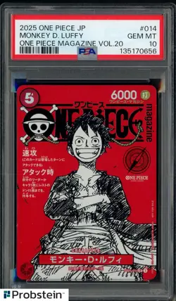 2025 ONE PIECE JPN PROMOS ONE PIECE MAGAZINE VOL.20 #014 MONKEY D. LUFFY PSA 10 - Image 1