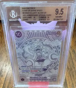BGS 9.5 2025 One Piece ENG #119 MONKEY.D.LUFFY 3rd Anniversary Silver GEM MINT - Image 1