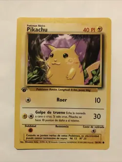 Pokemon Pikachu TCG Base Set 1st Edition Common Card 58/102 Spanish - Image 1