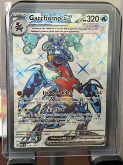 Pokemon Garchomp EX TCG Full Art Holo Card 219/182 Sv04: Paradox Rift NM-LP - Image 1