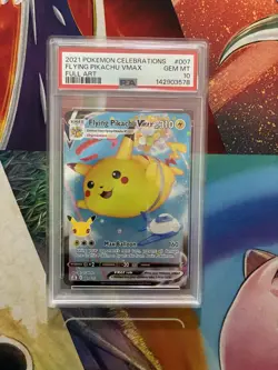 POKEMON CARD 2021 CELEBRATIONS #007 FULL ART/FLYING PIKACHU VMAX PSA 10 FRESH - Image 1