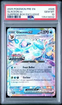 2025 POKEMON PRE EN-PRISMATIC EVOLUTIONS #026 GLACEON EX PSA 10 - Image 1