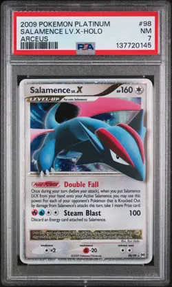 2009 POKEMON PLATINUM ARCEUS #98 SALAMENCE LV.X-HOLO PSA 7 - Image 1