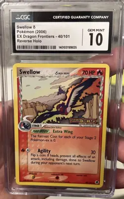 Pokemon Swellow Delta Species Reverse Holo 40/101 06 EX Dragon Frontiers CGC 10 - Image 1