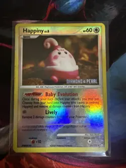 Pokemon 52/123 Happiny Diamond & Pearl Holo Uncommon Played - Image 1