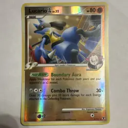 Pokemon Lucario GL 8/111 Rising Rivals Holo Rare Reverse Holo Basic 80 HP 2009 - Image 1