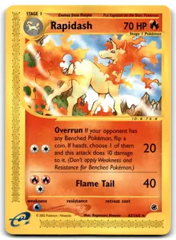 Rapidash 2002 Pokemon Expedition Rare #62/165 - LP - Image 1
