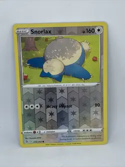 Pokemon TCG Snorlax Fusion Strike 206/264 Reverse Holo Common Near Mint To Mint - Image 1