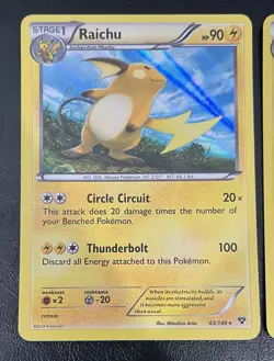 Pokemon TCG Raichu XY Base Set Holo and Reverse Holo Rare Card 43/146 - Image 2