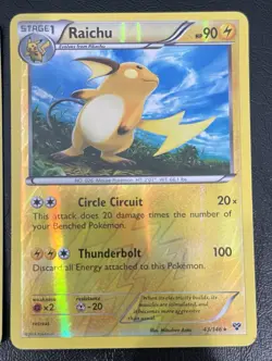 Pokemon TCG Raichu XY Base Set Holo and Reverse Holo Rare Card 43/146 - Image 3