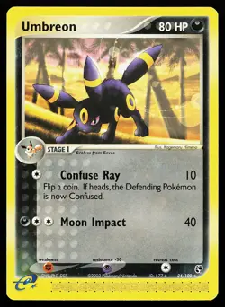 Umbreon 24/100 Rare Sandstorm Pokemon Card small crease - Image 1