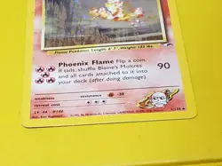 Blaine's Moltres 001/132 Gym Heroes Holo Pokemon Card MP Has Some DMG - Image 2