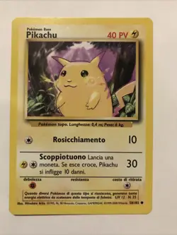 Pokemon Pikachu TCG Base Set Unlimited Common Card 58/102 Italian - Image 1