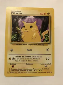 Pokemon Pikachu TCG Base Set Unlimited Common Card 58/102 Spanish - Image 1