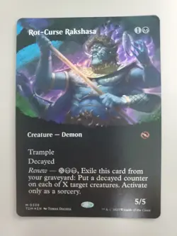 MTG Rot-Curse Rakshasa Tarkir: Dragonstorm Foil Borderless Mythic - Image 1