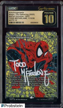 Todd McFarlane Signed 2025 MTG Marvel Universe Arachnogenesis CGC 10 w/ AUTO 10 - Image 1