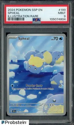 2024 Pokemon TCG SSP EN Illustration Rare #199 Spheal PSA 9 MINT - Image 1