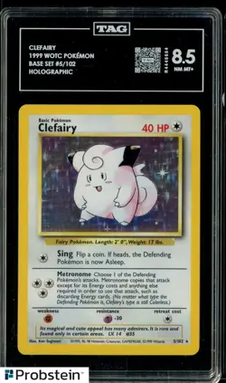 1999 Pokemon WOTC Base Set #5/102 Clefairy Holo TAG 8.5 NM-MT+ - Image 1
