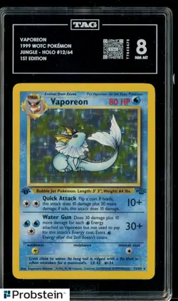 1999 Pokemon WOTC Jungle Holo 1st Edition #12/64 Vaporeon TAG 8 NM-MT - Image 1