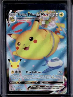 2021 Pokemon SWSH Celebrations Flying Pikachu VM Vmax Full Art #007/025 - Image 1