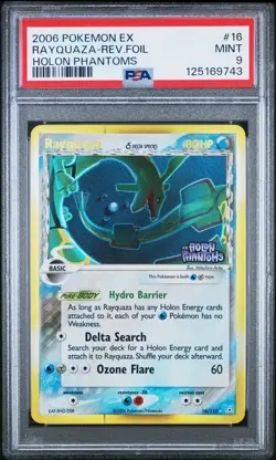 2006 POKEMON EX HOLON PHANTOMS #16 RAYQUAZA-REVERSE FOIL PSA 9 - Image 1