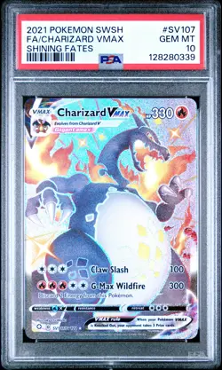 2021 POKEMON SWORD & SHIELD SHINING FATES #SV107 FULL ART/CHARIZARD VMAX PSA 10 - Image 1