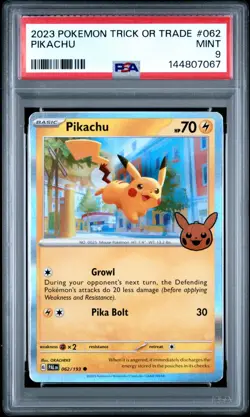 2023 Pokemon Trick Or Trade #62 Pikachu Basic PSA 9 Mint . - Image 1