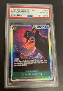 2025 ONE PIECE OP12-LEGACY OF THE MASTER #030 DRACULE MIHAWK PSA 10 - Image 1