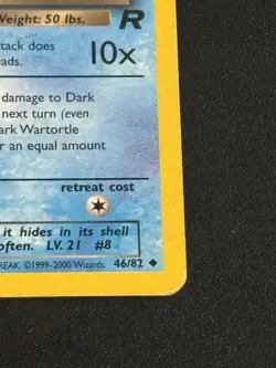 Dark Wartortle 46/82 Team Rocket Pokemon Card WOTC - Image 5