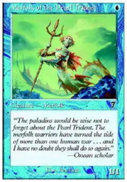 1x Merfolk of the Pearl Trident - Foil Moderate Play MTG Magic - Kid Icarus - - Image 1