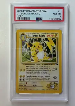 2000 POKEMON GYM CHALLENGE HOLO #11 LT. SURGE'S RAICHU PSA 8 - Image 1