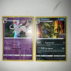 Pokemon Sylveon & Tyranitar Holo Rares Pokemon GO Cards Mint Condition Lot! - Image 1