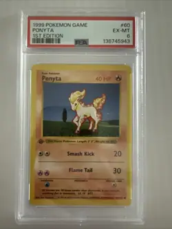Pokemon TCG 1st Edition Ponyta 60/102 PSA 6 - Image 1