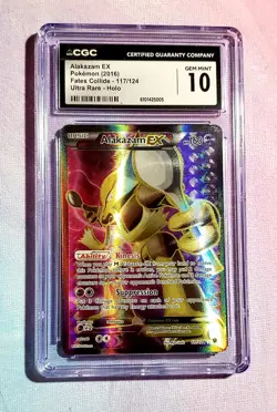 2016 Pokemon Fates Collide Alakazam EX 117/124 Ultra Rare CGC 10 GEM MINT - Image 1