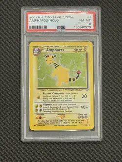 2001 Pokemon Neo Revelation Holo Rare Ampharos 1/64 PSA 8 - Image 1