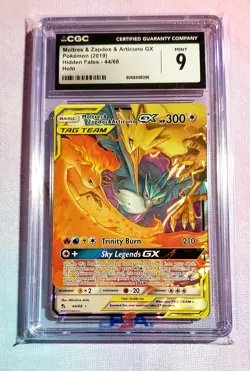 2019 Pokemon Moltres & Zapdos & Articuno GX 44/68 Hidden Fates CGC 9 (A) - Image 1