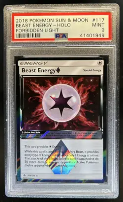 2018 Pokemon SM Forbidden Light Beast Energy Holo #117/131 PSA 9 MINT - Image 1