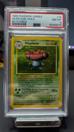 PSA 8 NM-MT Vileplume No Symbol ERROR Holo Rare 15/64 Jungle Pokemon Card - Image 1