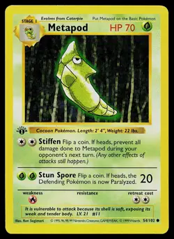 Pokemon Card - Metapod 1st Edition Base Set Shadowless 54/102 - Image 1