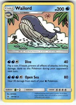 Wailord 30/145 SM - Guardians Rising LP Pokemon Card TCG - Image 1