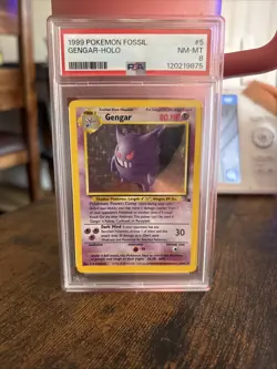 Gengar Holo 5/62 Fossil Set PSA 8 – 1999 WOTC Vintage Pokemon Card - Image 1